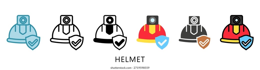 Casco Multi Estilo Icono Mini Ilustración, Uso Para El Concepto Moderno, Impresión, Ui, Ux Kit, Web Y Desarrollo De App. Vector Relacionado Con Bomberos, Rescate Y Más