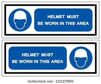 Helmet Must Be Worn In This Area Symbol Sign, Vector Illustration, Isolate On White Background Label .EPS10