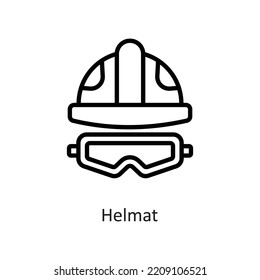 ilustración de diseño de icono del vector de contorno de casco en fondo blanco. Archivo EPS 10