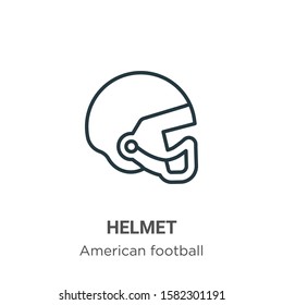 Helmet outline vector icon. Thin line black helmet icon, flat vector simple element illustration from editable american football concept isolated on white background