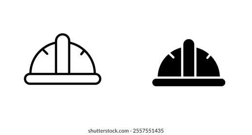 Helmet outlined and solid icon vector collection.