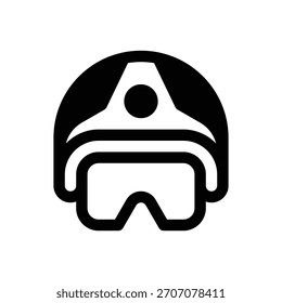 Helm. Konturenstrichvektorsymbol mit schwarz gefüllten Details.