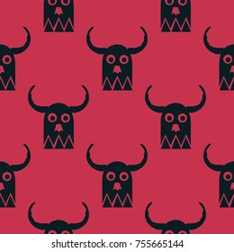 helmet, owl. seamless pattern