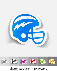 helmet paper sticker with shadow. Vector illustration