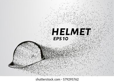 Helmet of the particles. The helmet consists of circles and points. Vector illustration.