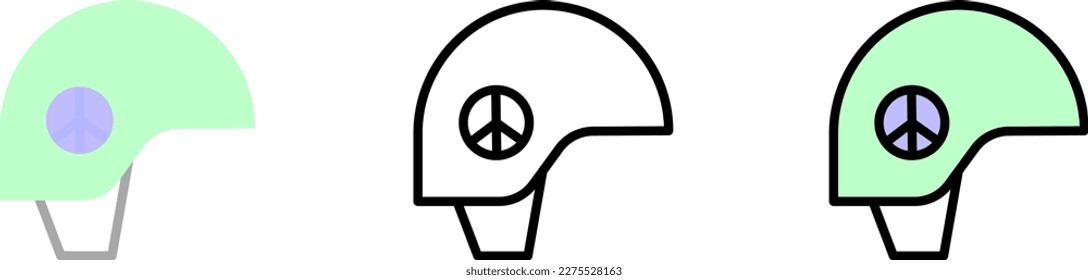 Helmet, peace vector icon in different styles. Line, color, filled outline