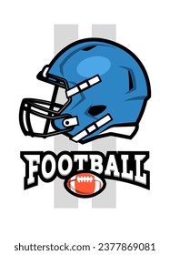 Helmet for playing American football. Logo emblem.