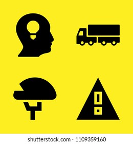 helmet, profile, warning and lorry vector icon set. Sample icons set for web and graphic design