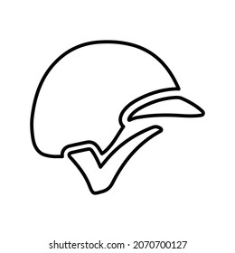 Helmet, protective outline icon. Line art vector.