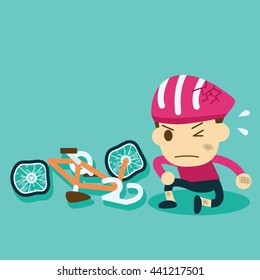 the helmet protects cyclists.bicycle accident.