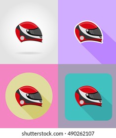 helmet for a racer flat icons vector illustration isolated on background
