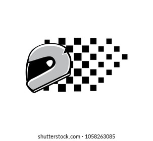 helmet racing championship automotive motorcycle and kart vector logo design template