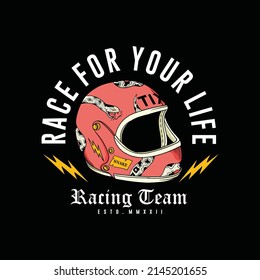 HELMET RACING TEAM ILLUSTRATION VECTOR