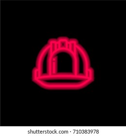 Helmet red glowing neon ui ux icon. Glowing sign logo vector