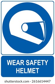 Helmet required. Vector of "Helmet required" sign.
Motorcycle helmet: Helmets are required in this area. Safety instructions for drivers.
