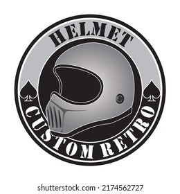 Helmet Retro Fullface Line. Pop Art logo. Colorful design white background. illustration. Isolated white background for t-shirt, poster, clothing, merch, apparel, badge design