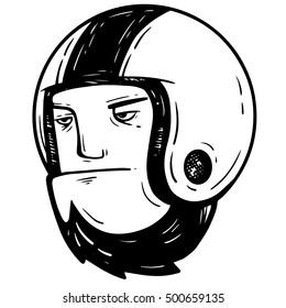 helmet retro hand drawn