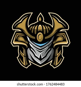helmet robot samurai e-sport mascot logo design