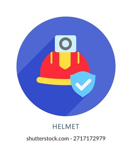 Helm abgerundete flache Farbe Symbol Mini-Illustration, verwenden für moderne Konzept, Druck, UI, UX-Kit, Web-und App-Entwicklung. Vektor verwandt mit Feuerwehrmann, Rettung und mehr
