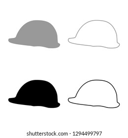 Helmet safe work at a construction site For safety work on construction icon set grey black color vector illustration outline flat style simple image