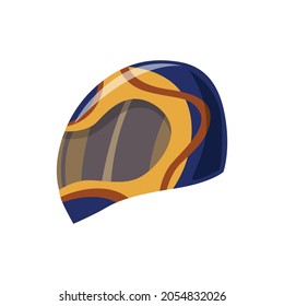 Helmet for scooter, car or motorcycle sport. Head protection for road safety. Cartoon flat sport helmet icon