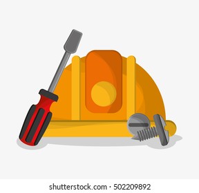 Helmet and screwdriver of under construction design