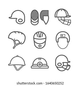 Helmet set line icons. Vector signs for web graphics