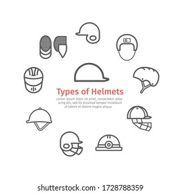 Helmet set line icons. Vector signs for web graphics