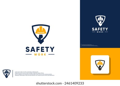 helmet and shield logo, for safety training work, logo design template.