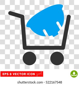 Helmet Shopping EPS vector icon. Illustration style is flat iconic bicolor blue and gray symbol on white background.