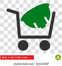 Helmet Shopping EPS vector pictograph. Illustration style is flat iconic bicolor green and gray symbol on white background.