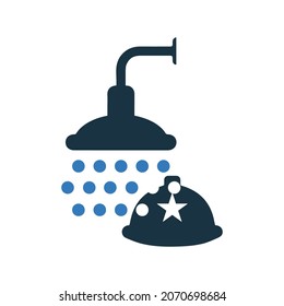 Casco, icono de ducha. Ilustración vectorial simple editable.