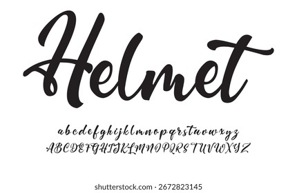 Helmet Signature Font Uppercase Lowercase And Number. Script Font Calligraphy Logotype  elegant Font Type Font lettering handwritten. vector illustration  
