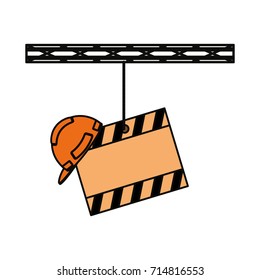 helmet and sing construction over  white background  vector