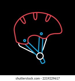Helmet for skiing, snowboarding, extreme sports and bicycle vector isolated on black background icon. Graph symbol for travel and tourism web site and apps design, logo, app, UI