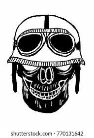 Helmet and skull
