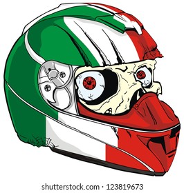 helmet skull and Italy flag