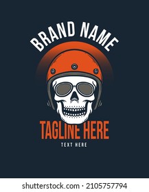 Helmet Skull Rider Premium Vector