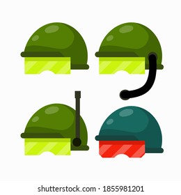 Helmet of a soldier of special purpose. SWAT uniforms and protective clothing. Flat cartoon
