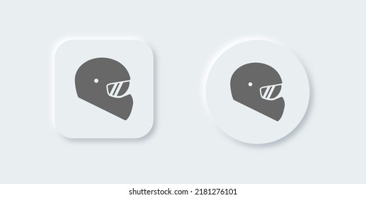 Helmet solid icon in neomorphic design style. Automotive signs vector illustration.