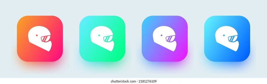 Helmet solid icon in square gradient colors. Automotive signs vector illustration.