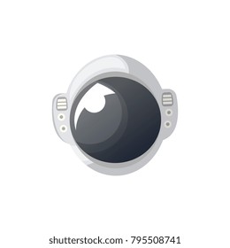 Helmet of space suit isolated icon. Spaceman equipment, cosmic life support system for universe exploration, astronaut on space mission vector illustration.