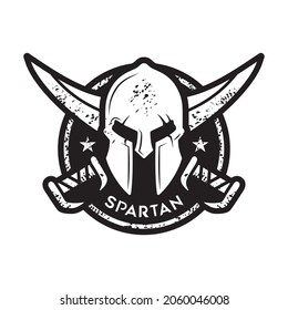 Helmet sparta. warrior greece and sword.spartan circle vector design