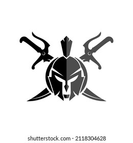 helmet of the Spartan warrior symbol, emblem. Spartan helmet logo, illustration of spartan