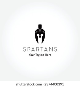 helmet of the Spartan warrior symbol, emblem. Spartan helmet logo, illustration of spartan, Spartan Greek gladiator helmet armor flat vector icon