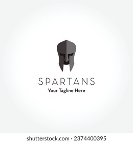 helmet of the Spartan warrior symbol, emblem. Spartan helmet logo, illustration of spartan, Spartan Greek gladiator helmet armor flat vector icon
