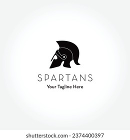 helmet of the Spartan warrior symbol, emblem. Spartan helmet logo, illustration of spartan, Spartan Greek gladiator helmet armor flat vector icon