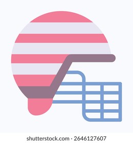 Helmet, Sports Helmet Printed American Flag, Fourth Of July Icon, Vector Style Flat Icon. 