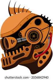 Helmet in steampunk style. Vector illustration on a white background.