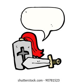 caricatura de casco y espada